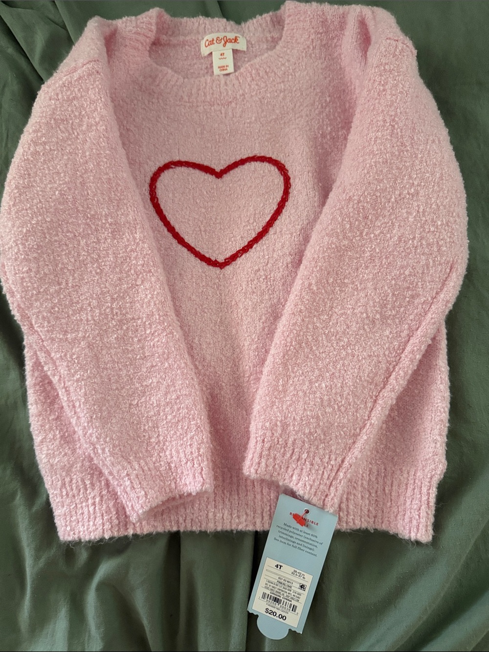 Cat & Jack Fuzzy Heart Sweater